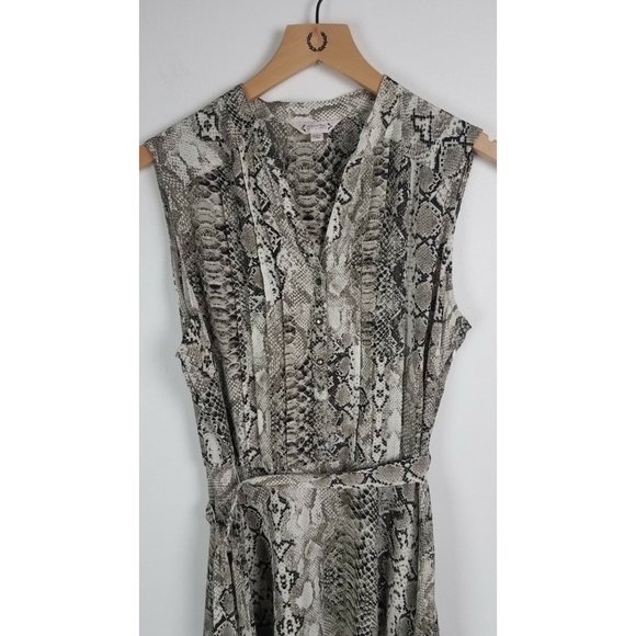 Nanette Nanette Lapore Sz. 8 Snake Print Crepe Chiffon Sleeveless Shirtdress - Picture 4 of 5